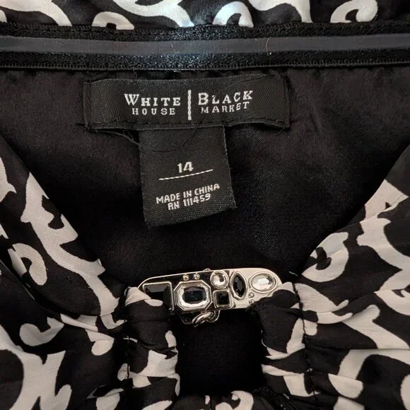 Black White Mixed Print Strapless Tube Top -Mob Wife - Baroque - Size 14 - Picture 4 of 7